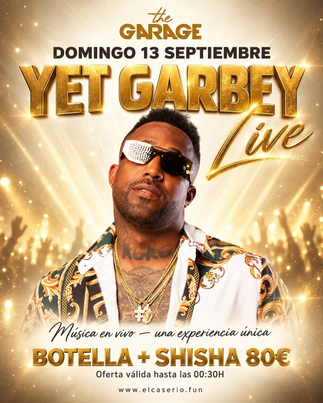 Yet Garbey LIVE - Musica en vivo - The Garage - Domingo 13 Septiembre 2026